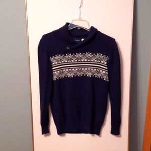 Navy snowflake sweater mock turtleneck
